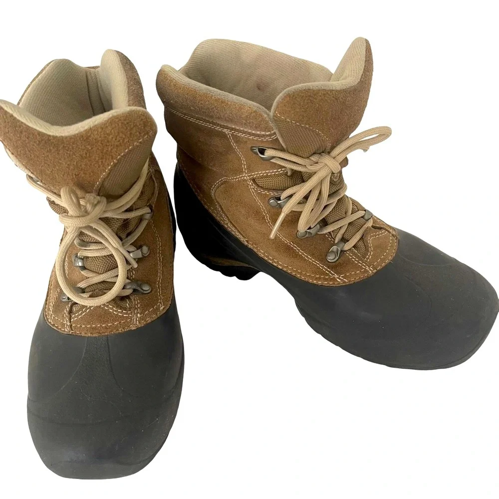 SOREL Cold Mountain Thinsulate Winter Brown Suede Rubber Boots. Size 8